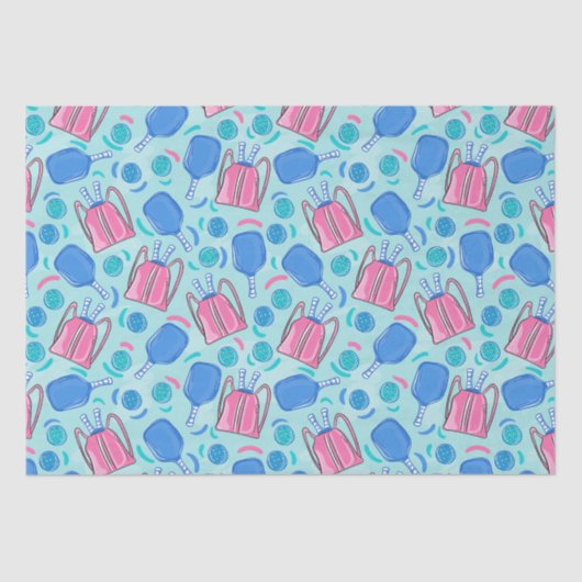 ピックボールのパドルとボールブルー小 薄葉紙 (正面)