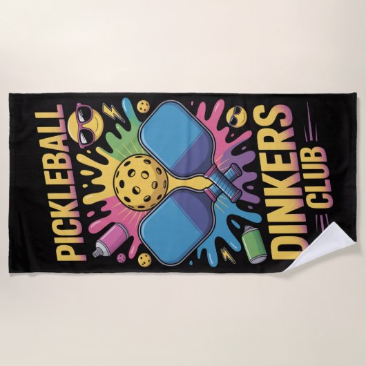 ピックボールのピックボールのディンカーズクラブグラフィティ ビーチタオル (正面)
