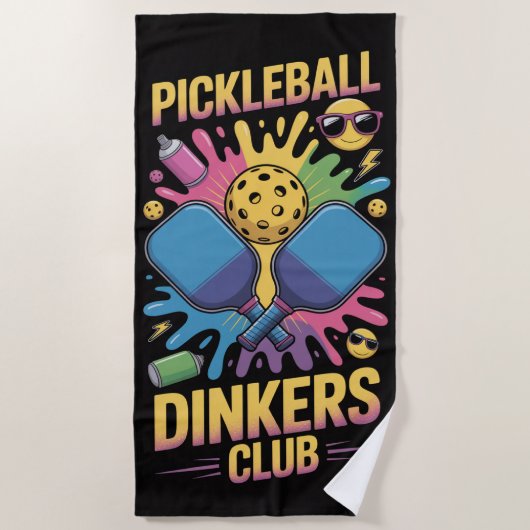 ピックボールのピックボールのディンカーズクラブグラフィティ ビーチタオル (正面)