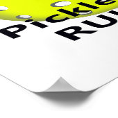 ピックボールのルール!黄色のボールブラック文字 ポスター (角)