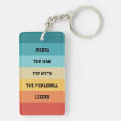 ピックボールのレジェンドパーソナライズされたレトロストライプ キーホルダー (裏面)
