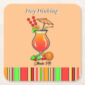 ピックボールの日熱帯ハリケーンカクテル スクエアペーパーコースター (正面)