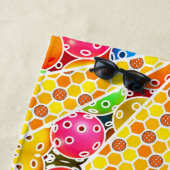 ピックボールは私の幸せな場所で、笑顔のピックボール ビーチタオル (インサイチュ)