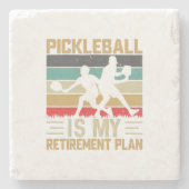 ピックボールは私の退職計画ピックルおもしろいボール ストーンコースター (正面)