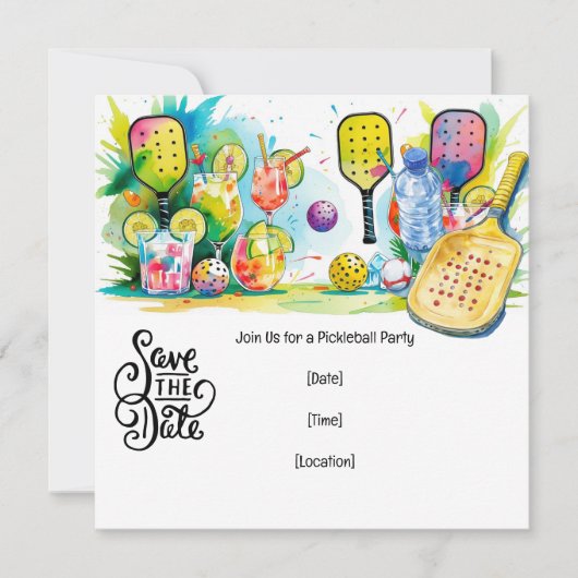 ピックボールをテーマにしたパーティー 招待状 (正面)