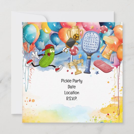 ピックボールをテーマにした誕生日パーティー 招待状 (正面)
