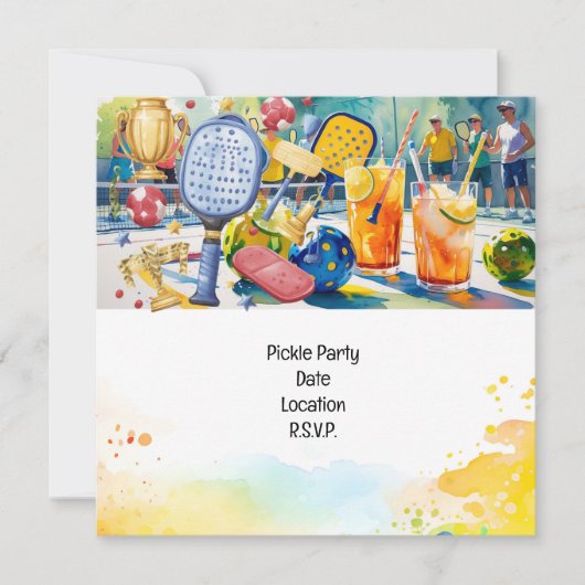 ピックボールをテーマにした誕生日パーティー 招待状 (正面)