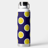 ピックボールイエローピックボール水玉模様オンネイビー ウォーターボトル (背面)