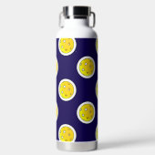 ピックボールイエローピックボール水玉模様オンネイビー ウォーターボトル (正面)