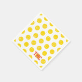 ピックボールイエロー水玉模様ボールイニシャルスポーツ スタンダードカクテルナプキン (角)
