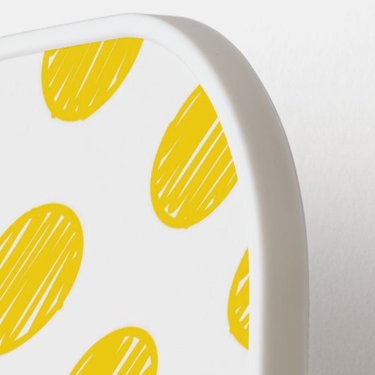 ピックボールイニシャルイエロー水玉模様スポーツ ピックルボールラケット (左詳細)