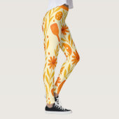 ピックボールオレンジ色の花びらアクティブフィット レギンス (右)