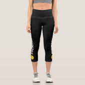 ピックボールカスタム選手のハイウェスト黒黄 カプリレギンス (正面)