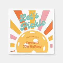 ピックボールカラフルパーティーレトロサンバーストストライプ スタンダードカクテルナプキン