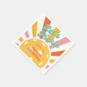 ピックボールカラフルパーティーレトロサンバーストストライプ スタンダードカクテルナプキン (角)