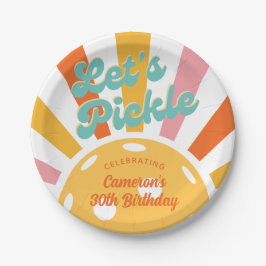 ピックボールカラフルパーティーレトロサンバーストストライプ ペーパープレート
