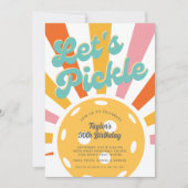 ピックボールカラフルパーティーレトロサンバーストストライプ 招待状 (正面)