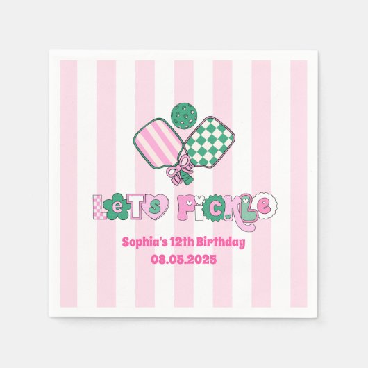 ピックボールガールズ誕生日 スタンダードカクテルナプキン (正面)