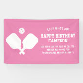 ピックボールクラブパーティーパドルピンクホワイトカスタムホテル 横断幕 (横)