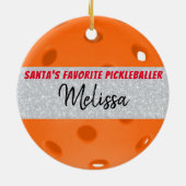 ピックボールクリスマスオレンジボールサンタズお気に入りの セラミックオーナメント (裏面)
