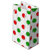 ピックボールクリスマスオーナメント赤緑オンホワイト スモールペーパーバッグ (裏面アングル)