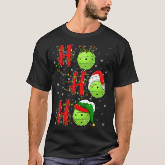 ピックボールクリスマスサンタハットホリデーホホホホ Tシャツ (正面)