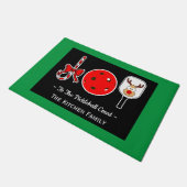 ピックボールクリスマスジョイキャンディケーンパドルボール ドアマット (アングル)