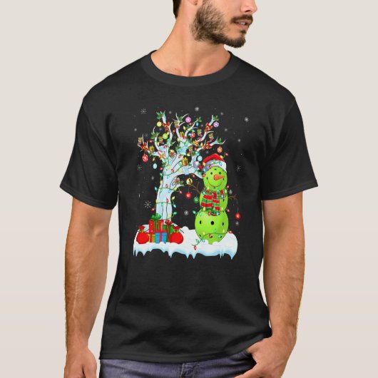 ピックボールクリスマスツリー照明雪だるまピックボールC Tシャツ (正面)