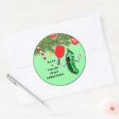 ピックボールクリスマスホリデー ラウンドシール (封筒)