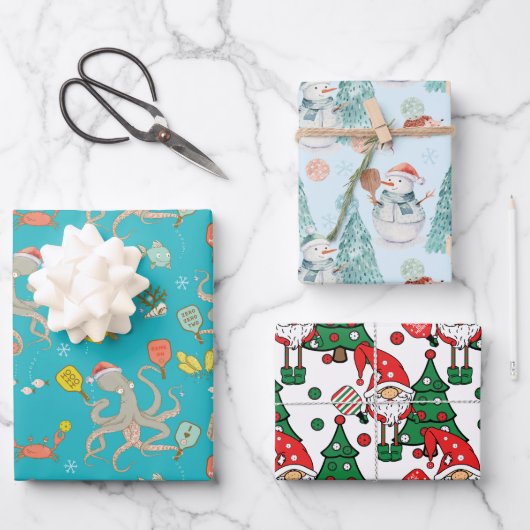 ピックボールクリスマスラッピング紙シート ラッピングペーパーシート (正面)