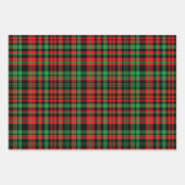 ピックボールクリスマスレッドとグリーンオーナメントプレイド ラッピングペーパーシート (正面2)