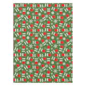 ピックボールクリスマスレッドグリーン雪のフレークHo Ho Ho テーブルクロス (正面)