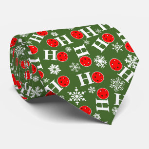 ピックボールクリスマスレッドグリーン雪のフレークHo Ho Ho ネクタイ