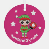 ピックボールクリスマス小妖精や小人、ガラスオーナメント ガラスオーナメント (裏面)