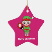 ピックボールクリスマス小妖精や小人、スターセラミックオーナメント セラミックオーナメント (右)