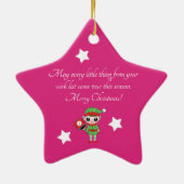 ピックボールクリスマス小妖精や小人、スターセラミックオーナメント セラミックオーナメント (裏面)