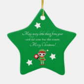 ピックボールクリスマス小妖精や小人、スターセラミックオーナメント セラミックオーナメント (裏面)