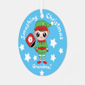 ピックボールクリスマス小妖精や小人、金属オーナメント メタルオーナメント (正面左)