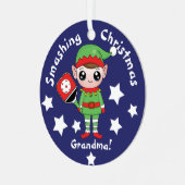 ピックボールクリスマス小妖精や小人、金属オーナメント メタルオーナメント (正面左)