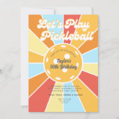 ピックボールクールパーティーレトロストライプ日が差すこと 招待状 (正面)