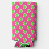 ピックボールグリーンピックボール水玉模様ホットピンク スリム缶クーラー (裏面)