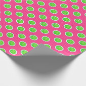 ピックボールグリーンピックボール水玉模様ホットピンク ラッピングペーパー (角)