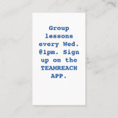 ピックボールコーチブルーイエロービジネスカード 名刺 (裏面)