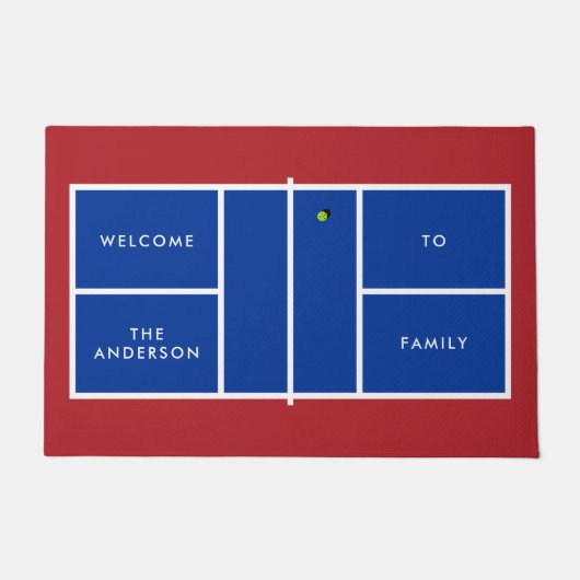 ピックボールコートパーソナライズされた文字 ドアマット (正面)