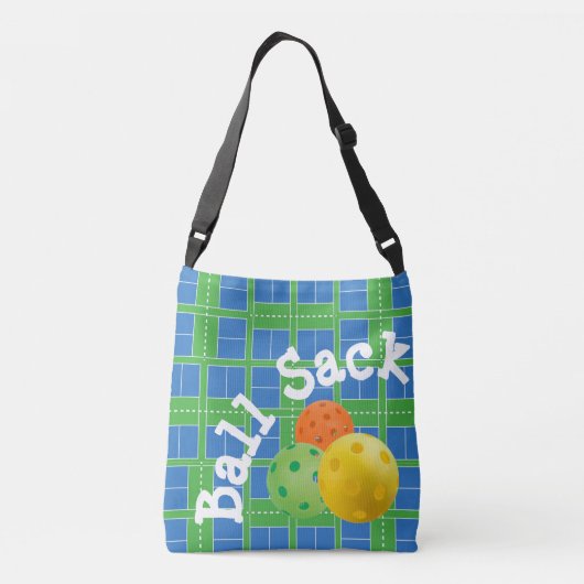 ピックボールコートボールサックブルーグリーンコートプレーヤー クロスボディバッグ (裏面)