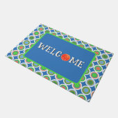 ピックボールサマー水玉模様オレンジグリーンブルーボール ドアマット (アングル)