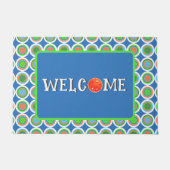 ピックボールサマー水玉模様オレンジグリーンブルーボール ドアマット (正面)