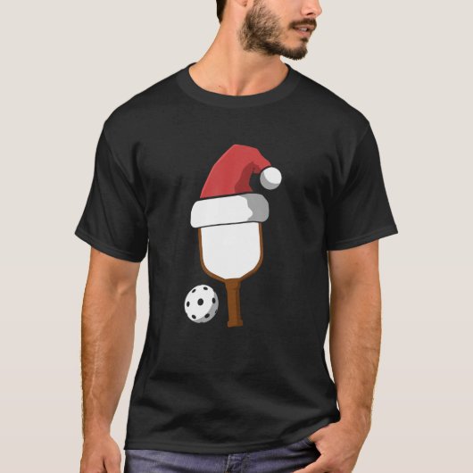 ピックボールサンタパドルボールプレイヤークリスマスピック Tシャツ (正面)