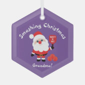 ピックボール🎅サンタパープルガラスオーナメント ガラスオーナメント (正面)