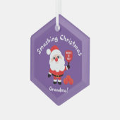 ピックボール🎅サンタパープルガラスオーナメント ガラスオーナメント (正面左)